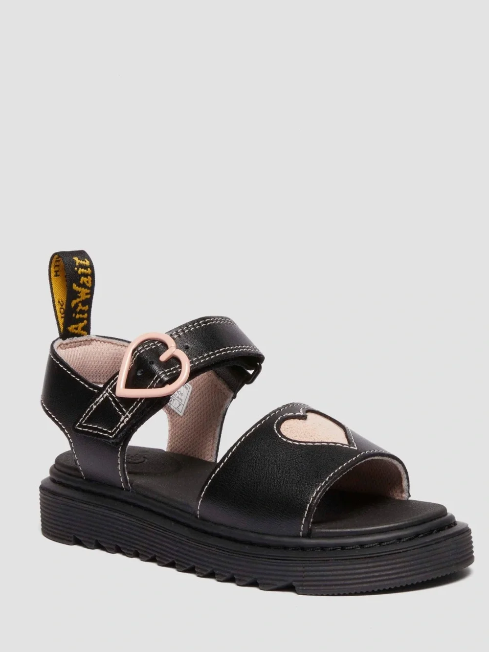 dr marten Junior Marlow Hearts Leather Sandals in Black